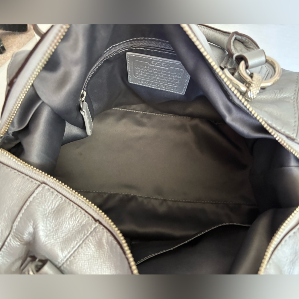 COACH pewter grey two way turnlock satchel - Picture 13 of 16